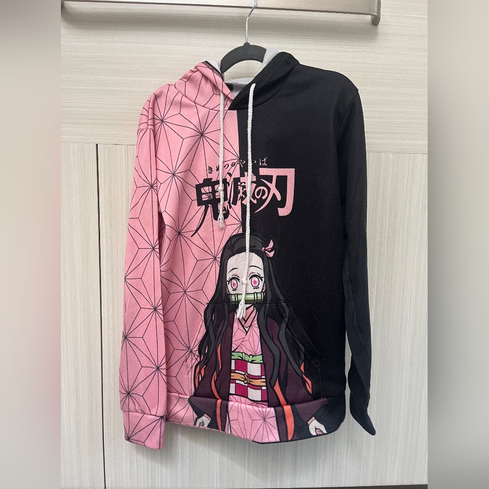 Anime Character Kids Hoodie - Pink and Black